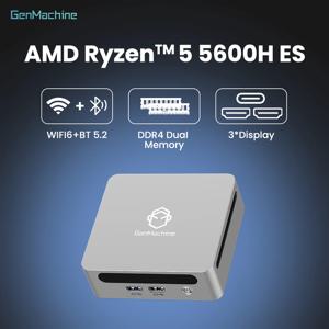 미니 PC 6C/12T Genmachine AMD Ryzen 4800U 5300U 5600H 5600U ES 45W TDP 4K@60Hz WiFi6, 초슬림 DIY 게이밍 컴퓨터