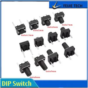 50/100개 마이크로 택타일 스위치 순간 접촉식 DIP 스위치 2핀 6 x 6mm 마이크로 터치 푸시 버튼 스위치 높이 5mm 6mm 7mm 8mm 9mm
