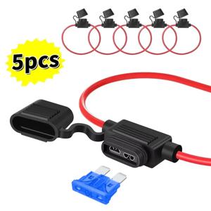5Pcs 12A 자동차 미니 퓨즈 박스 블레이드 타입 인라인 퓨즈 홀더 자동차 오토바이용 방수 와이어 차단 스위치 소켓