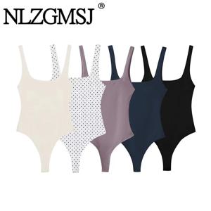 Nlzgmsj 2026 여름 섹시한 여성용 스퀘어 넥 민소매 백리스 스트레치 바디콘 점프수트 여성용 캐주얼 슬림핏 탑 Y2K