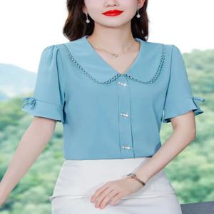 여성 여름 2026 신상 인형 칼라 얇은 자외선 차단 숄 얼굴 가리개 쉬폰 셔츠 배 가리개 패션 액세서리