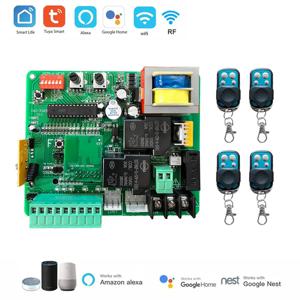 220V-230V AC 투야 와이파이 모바일 제어 슬라이딩 게이트 오프너 모터 컨트롤러 회로 카드 메인보드 433mhz 리모컨