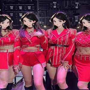 레드 재즈 공연 의상 2025 신규 댄스팀 무대 의상 여성 단체 바 쇼 의상 로만 천 폴리에스터 혼방
