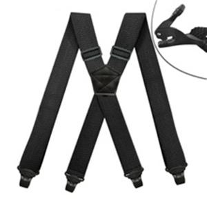 남성용 헤비듀티 작업용 서스펜더, 3.8cm 폭 X-백 디자인, 4개의 플라스틱 그리퍼 클래스프, 조절 가능한 탄성 바지 브레이스 - 블랙