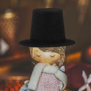 20Pcs 미니어처 탑 햇 스노우맨 디자인 플랫 펠트 캡 애완 동물 의상 만들기 인형 집 장식 DIY 액세서리