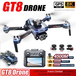 GT8 드론 쿼드콥터 헬리콥터 전문가용 GPS 8K 듀얼 카메라 짐벌 브러시리스 모터 장애물 회피 기능 어린이 선물 장난감