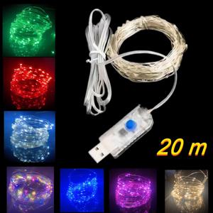 LED 실버 와이어 요정 조명 USB 전원 LED 스트링 조명 크리스마스 파티 웨딩 DIY 장식용 방수 가랜드