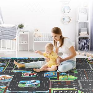 만화 도시 교통 깔개 아기 놀이 매트 도로 카펫 6 장난감 자동차 어린이 크리스마스 생일 파티 선물 Playmat 교육 매트