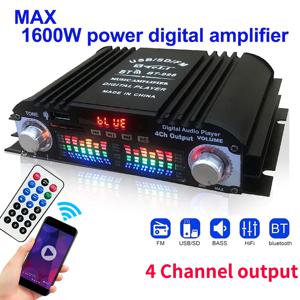 1600W 피크 전력 HiFi 사운드 앰프 디지털 4 채널 오디오 앰프 블루투스 가라오케 플레이어 FM 라디오 지원 원격 제어