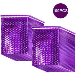 100Pcs 포장 배송 가방 셀프 인감 보라색 방수 택배 가방 버블 메일러 패딩 버블 봉투 가방 배송 가방