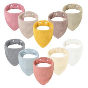 3pcs 아기 먹이 침을 흘리는 Bibs 타액 수건 삼각형 솔리드 컬러 스카프 두건 부드러운 목화 턱받이 조정 가능한 스냅 버튼 Burp Cloth