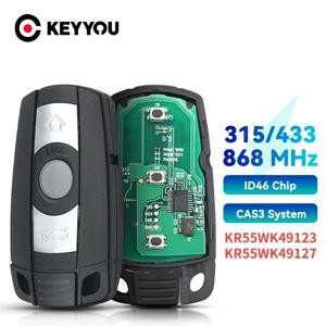 KEYYOU 1PCS KR55WK49123 원격 자동차 키 315/433/868MHz PCF7953 BMW CAS3 1/3/5/7 시리즈 X5 X6 E60 E61 E70 E71 E87 E90 Z4