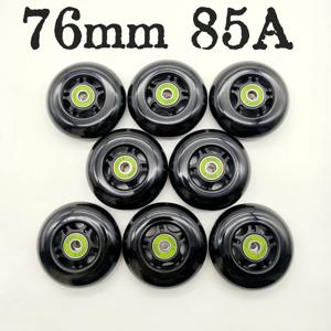 인라인 스케이트 휠 블랙 76mm 85A 80mm 베어링 608z abec-9 8휠/로트