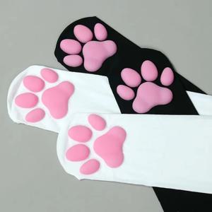 고양이 발 패드 양말 귀여운 로리타 허벅지 높은 양말 성인 어린이 여성 코스프레 3D 새끼 고양이 발톱 줄무늬 무릎 길이 양말