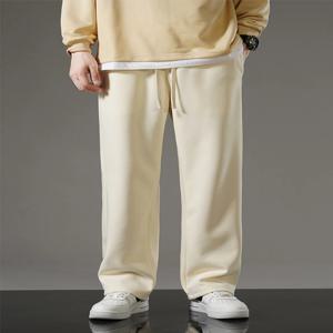 봄 가을 남성 운동복 한국 패션 운동복 Drawstring 넓은 다리 스트레이트 트랙 바지 코튼 캐주얼 루즈 바지