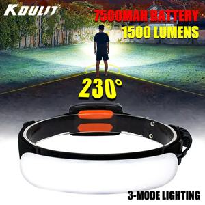 1500LM 높은 전원 LED 전조등 COB 헤드 손전등 7500Mah 내장 배터리 USB 충전식 낚시 캠핑 랜턴 토치