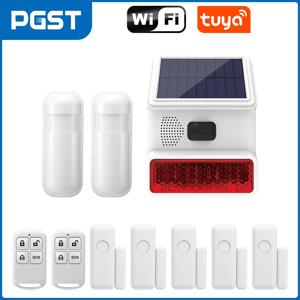 LED 깜박이 조명 기능이 있는 태양광 야외 방수 사이렌, 집 차고 창고 경보 시스템, 433MHz
