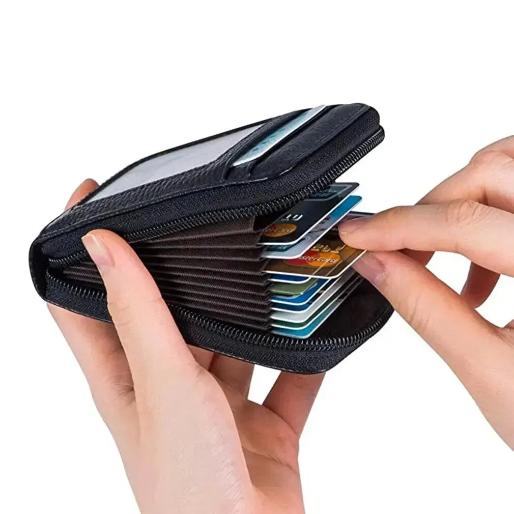 1pc 오르간 카드 가방 한국어 버전 휴대용 여성 짧은 은행 카드 커버 명함 클립 지퍼 수직 휴대용 가방