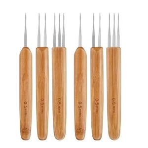 0.5mm/0.75mm 대나무 크로 셰 뜨개질 뜨개질 바늘 후크 Dreadlock 크로 셰 뜨개질 후크 크로 셰 뜨개질 바늘 머리 Dreadlocks 도구 브레이드 공예