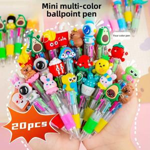 20-100Pcs 많은 귀여운 만화 미니 볼펜 Kawaii 유니콘 플라밍고 개폐식 문구 선물 학교 및 사무용품