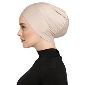 2024 새로운 부드러운 탄성 이슬람 패션 Hijab Undercaps 여성 Headscarf 모자 Chemo 모자 헤어 케어 솔리드 컬러 터번 보닛
