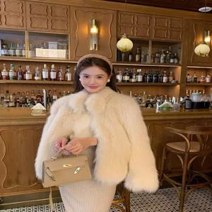 젊은 여성용 퍼 코트 겨울 아우터 슬리밍 패셔너블 폭스-미믹 헤어 디자인 캐주얼 엘레강스 스타일 숏 기장