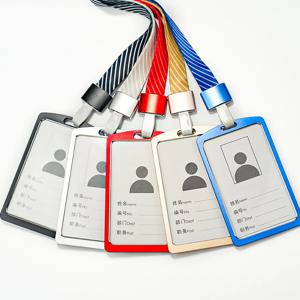 1개 알루미늄 합금 워크 ID 배지 클립 양면 투명 금속 카드 가방 카드홀더 (ID 카드, 학생증용, 끈 없음)