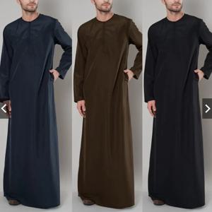 Eid 무슬림 주바 토브 남성용 라마단 자수 긴 로브, 카프탄 원피스, DSaudi Musulman Abaya, 두바이, 아랍, 터키 이슬람 의류