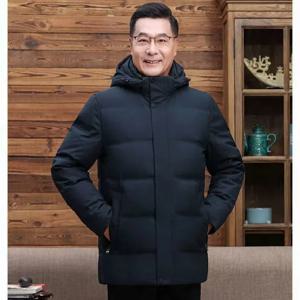 겨울 아빠 두꺼운 라지 사이즈 다운 재킷, 중년 및 노인 남성, 화이트 덕 다운, 중년 따뜻한 코트, 탈부착 가능 모자