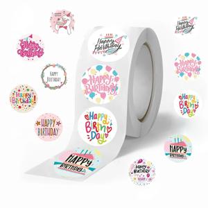 500pcs 라운드 레이블 생일 축하 스티커 사탕 가방 꽃 케이크 상자 선물 포장 결혼식 감사 장식 인감 스티커