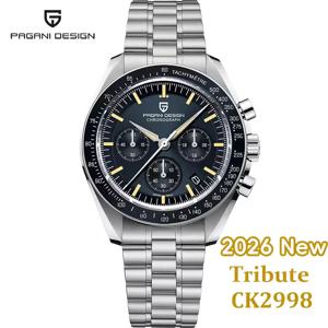 파가니 디자인 2026 뉴문 남성용 시계 럭셔리 쿼츠 시계 VK63 크로노그래프 AR 사파이어 미러 세라믹 베젤 발광
