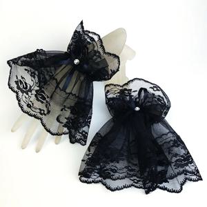 여성 짧은 팔 슬리브 레이스 손목 수갑 팔찌 솔리드 블랙 화이트 장갑 고딕 핑거리스 장갑 Bowknot Fashion Glove1