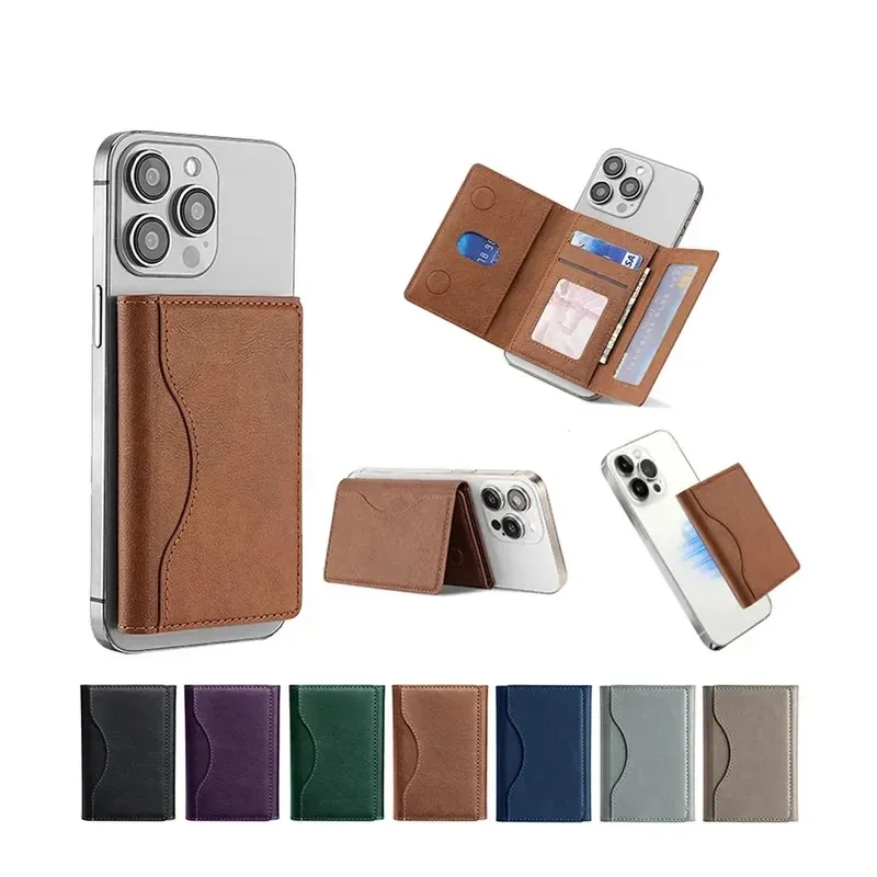 강력한 자기 가죽 지갑 Magsafe for IPhone 16 15 Pro Max for IPhone 15 14 Pro 카드 홀더 전화 파우치 보호 케이스