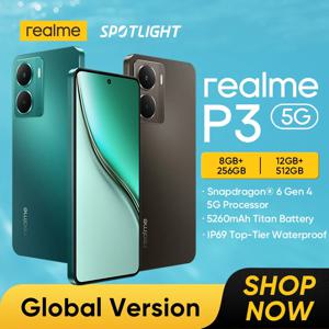 [글로벌 버전] realme P3 5G 스마트폰 스냅드래곤 ®   6세대 4칩셋 5260mAh 배터리 6.67인치 120Hz AMOLED 디스플레이 45W 충전 NFC