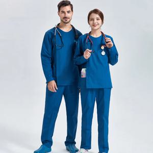 Uniforme 의료 스크럽 셔츠 간호사 여성 면화 병원 스크럽 세트 남성용 작업복 라운드 넥 탑과 바지 정장 의류 205