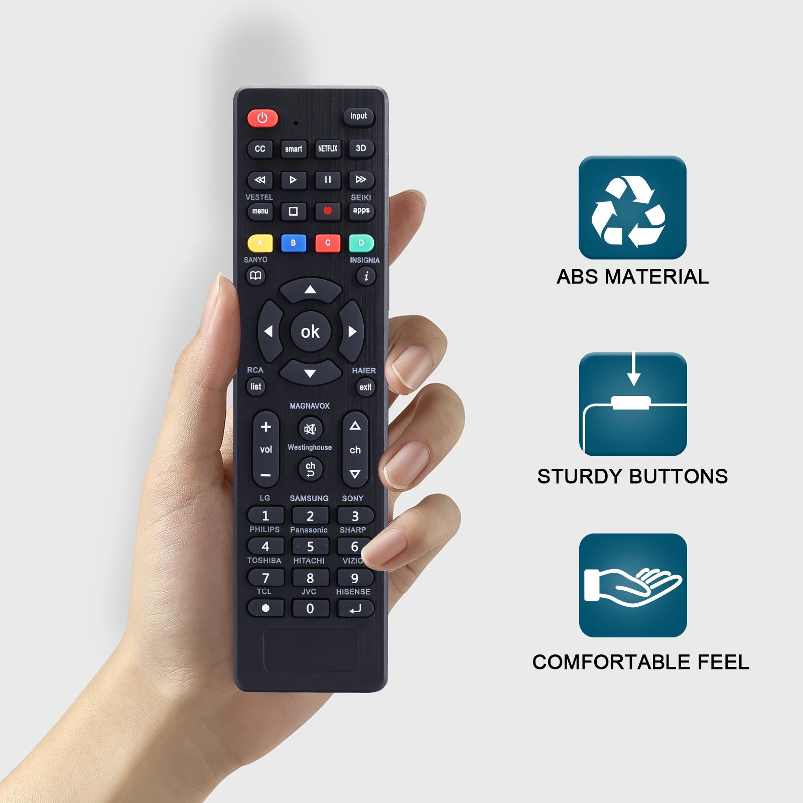 Lg, Samsung, Tcl, Philips, Vizio, Sharp, Sony, Panasonic, Sanyo, Insignia, Toshiba 및 기타 브랜드 Lcd L용 범용 TV 리모컨