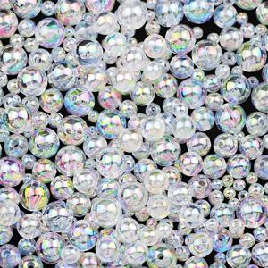 6mm/8mm/10mm 아크릴 원형 공예 비즈 - 투명 흰색, DIY 공예 및 장식용