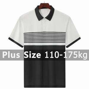 스트라이프 폴로셔츠 남성 플러스 사이즈 1XL-7XL 110-175kg 반팔 폴로 티셔츠 루즈핏 폴로 오버사이즈 탑 큰 사이즈 남성 의류