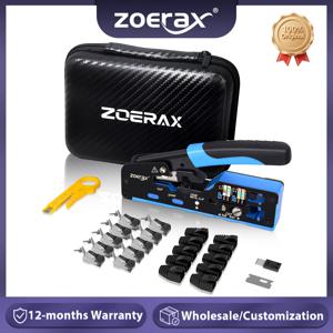 ZoeRax 5 in 1 RJ45 CAT7 CAT6A 네트워크 도구 키트(크림프 도구, 미니 와이어 스트리퍼, CAT7 커넥터, 스트레인 릴리프 부츠 및 블레이드 포함)