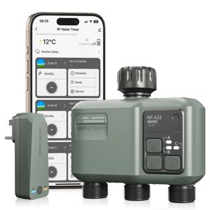 WiFi 스마트 관개 컨트롤러, 정원 및 마당 식물용 원격 제어 3구역 자동 급수 타이머, 프로그래밍 가능한 스프링클러