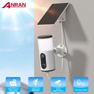 ANRAN 투광 조명 태양광 카메라 2K 야외 2.4G WIFI 카메라 홈 보안 배터리 캠 무료 기본 클라우드 스토리지 컬러 야간 투시경