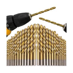 13PCS 라운드 샹크 티타늄 코팅 트위스트 드릴 1.5-6.5mm 금속 목공 도구 드릴링 도구 용 고속 트위스트 드릴 비트 세트