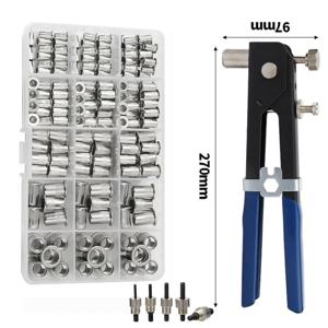 150PCS 리벳 너트 건 맨드렐 키트 M3/M4/M5/M6/M8 또는 너트 리벳 맨드렐 수리 도구 리벳건 플랫헤드스크류 팝 너트 리벳 건 세트