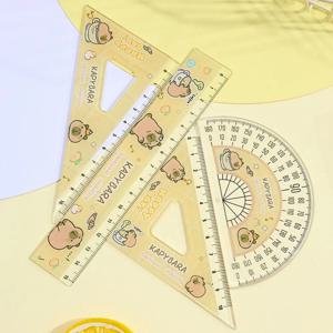 4개 세트 창의적인 아크릴 카피바라 자 세트 귀여운 만화 직선자 사무용품 세트 귀여운