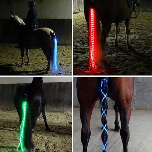 말 꼬리 LED 라이트 바, 100cm/40인치 말 장비 승마 꼬리 장식 승마용 충전식 말 꼬리 가방 (말 쇼용)