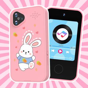 토끼 모양 스마트폰 카메라 장난감 터치스크린 베이비 모바일 MP3 플레이어 디지털 교육용 카메라 (3~8세 남아, 여아용)
