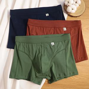 3개입/팩 L-4XL 크로치 분리형 남성 팬티 100% 면 항균 통기성 남성 속옷 고탄력 스포츠 복서 팬티