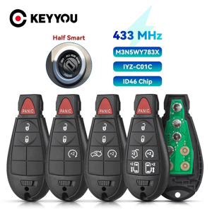 KEYYOU 433Mhz ID46 크라이슬러 타운 & 컨트리 300용 원격 자동차 키 지프 그랜드 체로키 도지 캐러밴 저니 IYZ-C01C용