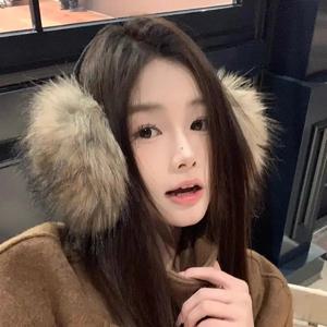 빈티지 인조 밍크 퍼 귀마개 여성용 겨울 패션 조절 가능한 부드럽고 따뜻한 인조 퍼 귀마개