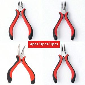 4개/3개/1개 철제 보석 플라이어 도구 세트에는 보석 비딩 수리를 위한 바늘형 원형 와이어 커터 및 곡선형 노즈 플라이어가 포함되어 있습니다.